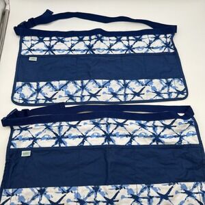 EXPERT GARDENER Set of 2 Waist Aprons Unisex Blue White Star Pattern Lot Art BBQ
